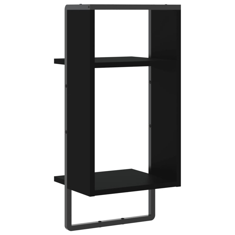 Wall Shelf With Bar - 30X25x65 Cm - Stylish And Functional Storage Solution, Black