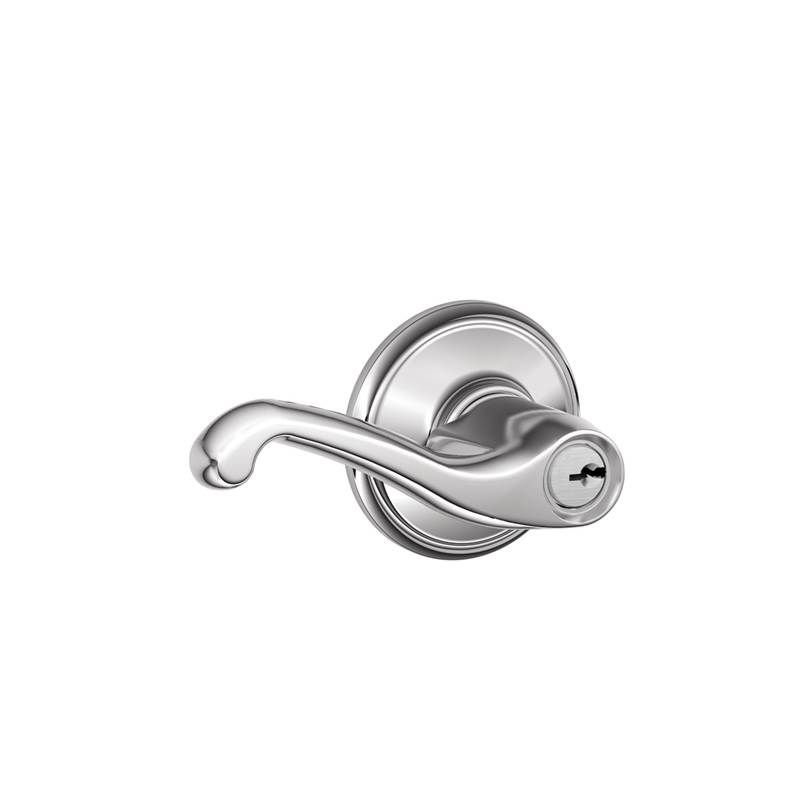 Flair Lever Keyed Entry Lock, Bright Chrome