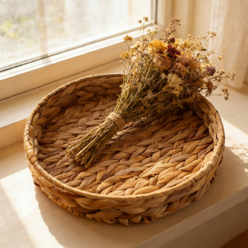 Panier de fruits et légumes tissé à la main avec cadre en métal, grand bac de rangement rond pour les produits de cuisine, les fêtes et la décoration intérieure