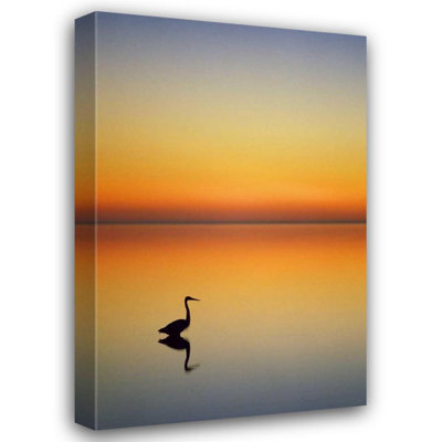 Art sur toile tendue par Rotenberg, Nancy: Port Aransas, Texas, Grand Héron bleu au coucher du soleil