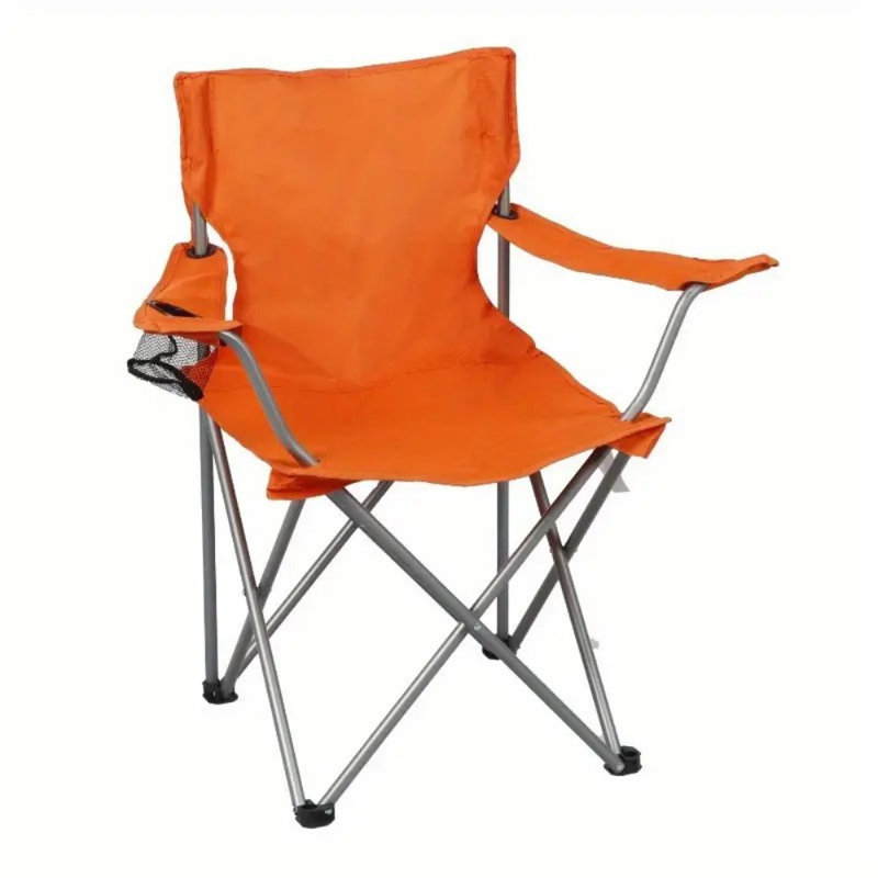 Ensemble de 2 fauteuils de camping pliants de base avec porte-gobelet Orchidée prune, Orange vif