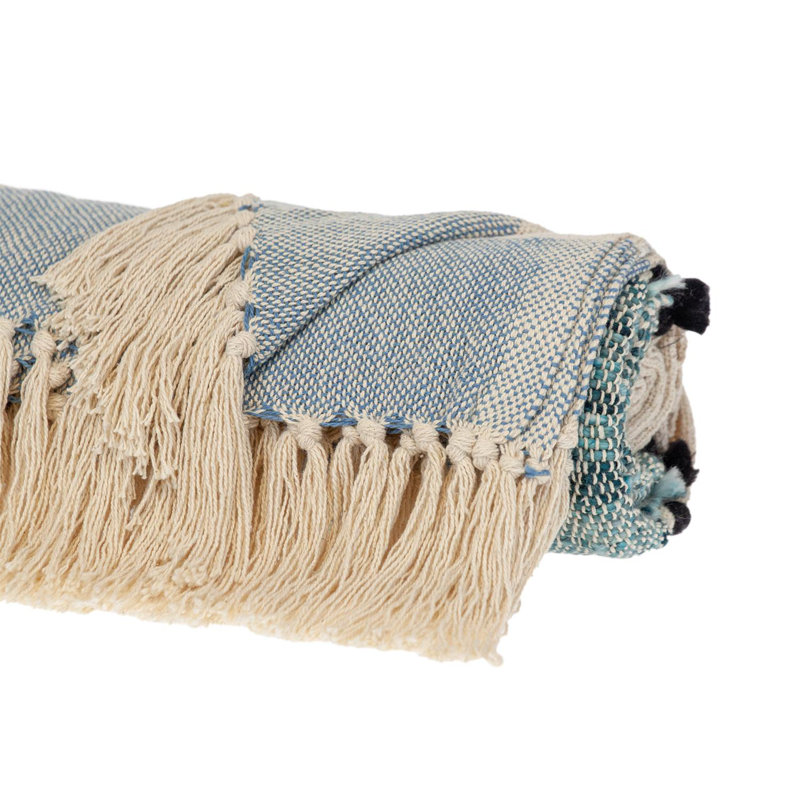 Parkland Collection Inca Blue Variegated Cotton 50" x 60" Throw Blanket, Blue