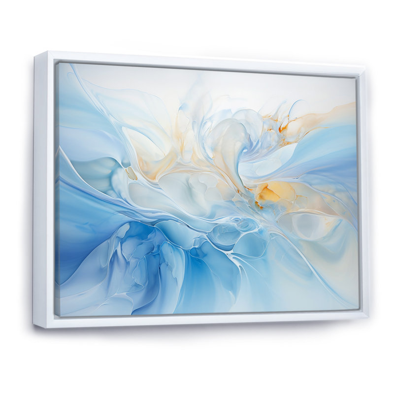 " Liquid Sky Charm Echoes ", White Floater Framed, 16" H x 32" W x 1" D