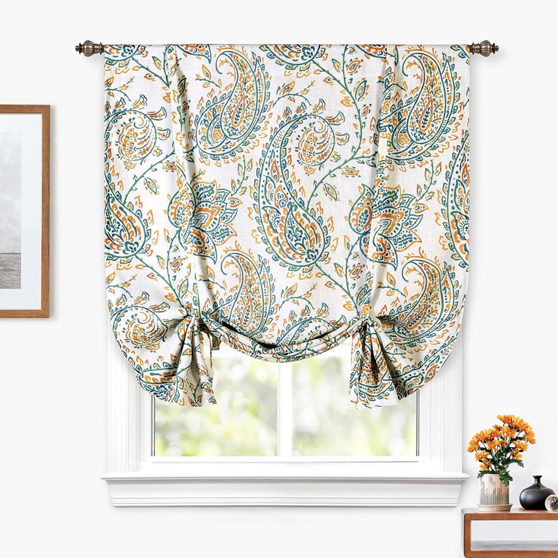 Green Linen Blend Blackout Kitchen Tier Curtains, 45" x 63"