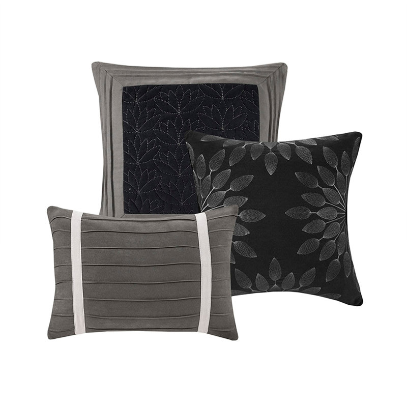7 PC Pieced Comforter Set Black