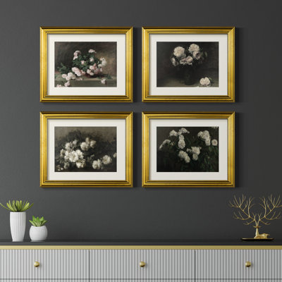 Vintage Floral II  -4 Piece Set of Framed Prints