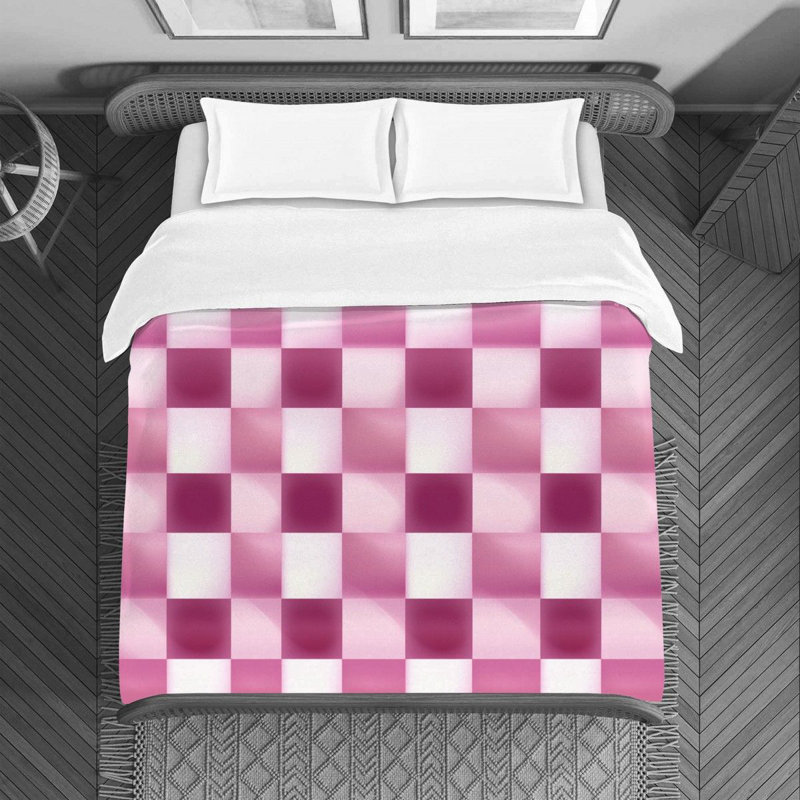 Machine Printed Duvet Cover, Queen Duvet Cover, Pink/White