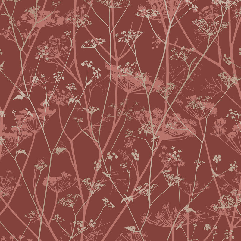 Clarissa Hulse Wild Chervil Madder & Pewter Wallpaper, Red