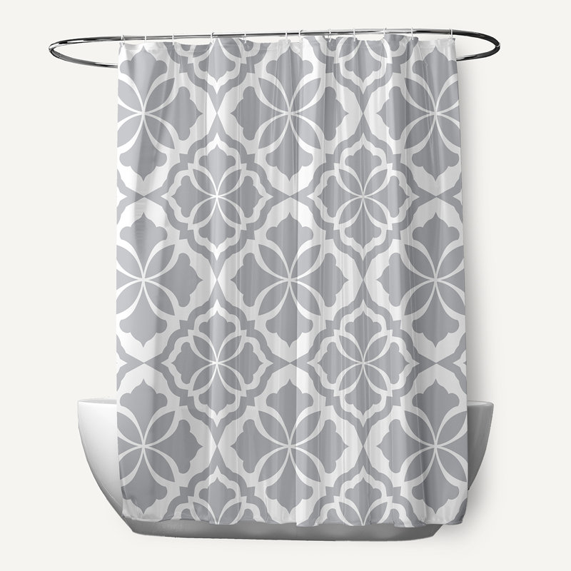 Rideau de douche simple floral Rosas, Gris