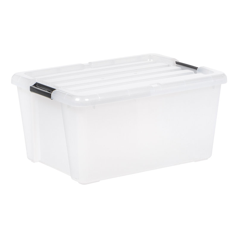 IRIS 45 Qt./11.25 Gal. Plastic Storage Container Bin with Secure Lid and Latching Buckles, Clear