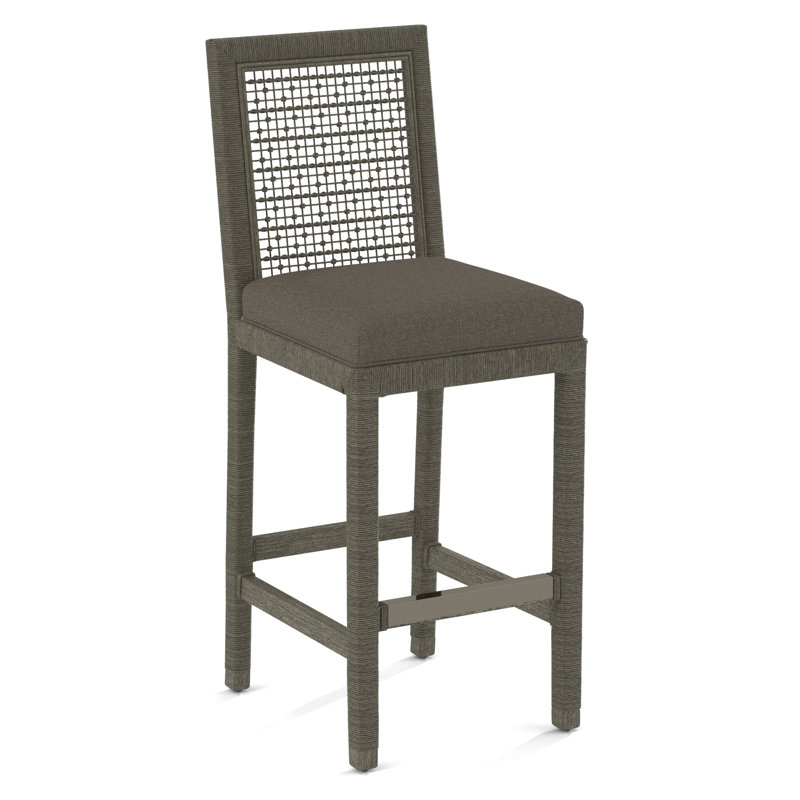 Pine Isle Bar Stool, Sunbrella Beige Pinstripe; 6205-74, Greystone