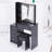 37" Middle Size Left Bedside Cabinet Vanity Table + Cushioned Stool, Large Sliding, Touch Control, Tri-Color Switching, Brightness Adjust Led Mirror, High Capacity Storage, Suitable For Middle Space-1665757960