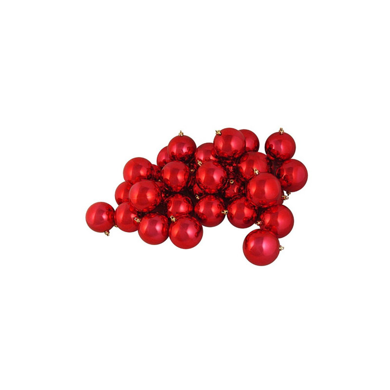 Ornements de boule de Noël brillant incassable 32ct Xmas, Rouge