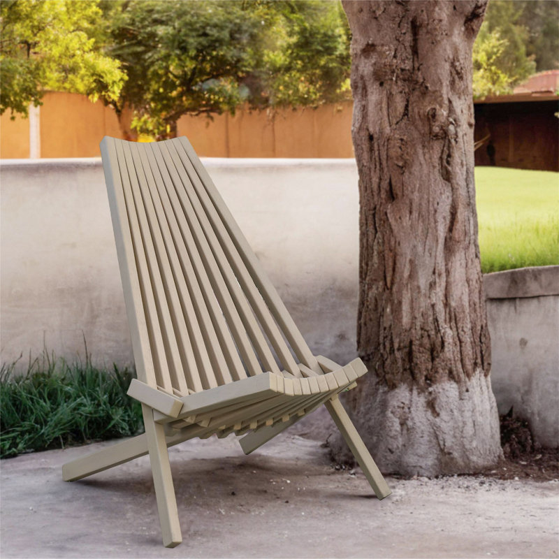Fauteuil relax en bois d'acacia, finition teck, Beige