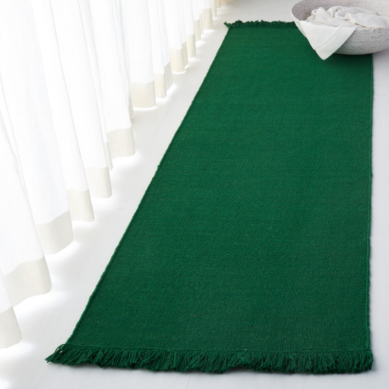 Elegant Green Hand-Knotted Wool & Cotton 4'x6' Area Rug