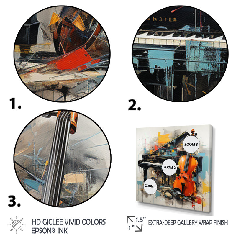 Musique dynamique ballade audacieuse - musique, art mural, H 44 po x l 44 po, Cadre flottant doré