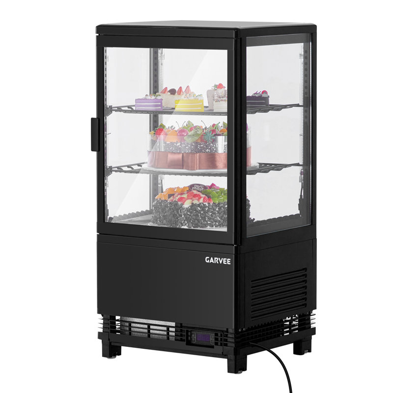 2.1 Cu.ft Commercial Refrigerator Display Case, Single-Door Pastry Display Fridge with Interior LED Lighting, Double-Layered Glass Countertop Bakery Display Refrigerator