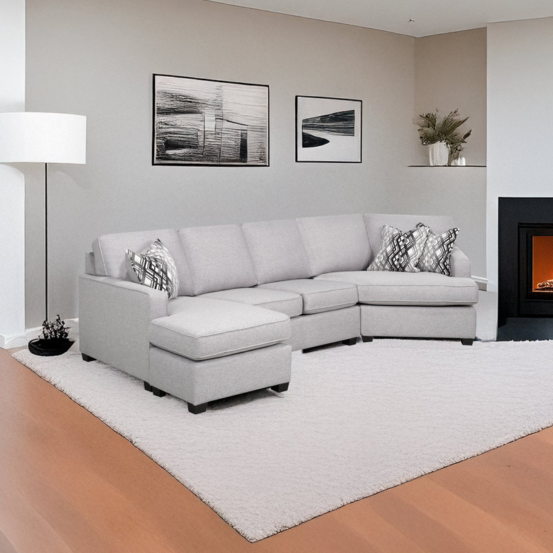 Canapé modulaire incurvé Clelio, gris (LHF), Polyester gris