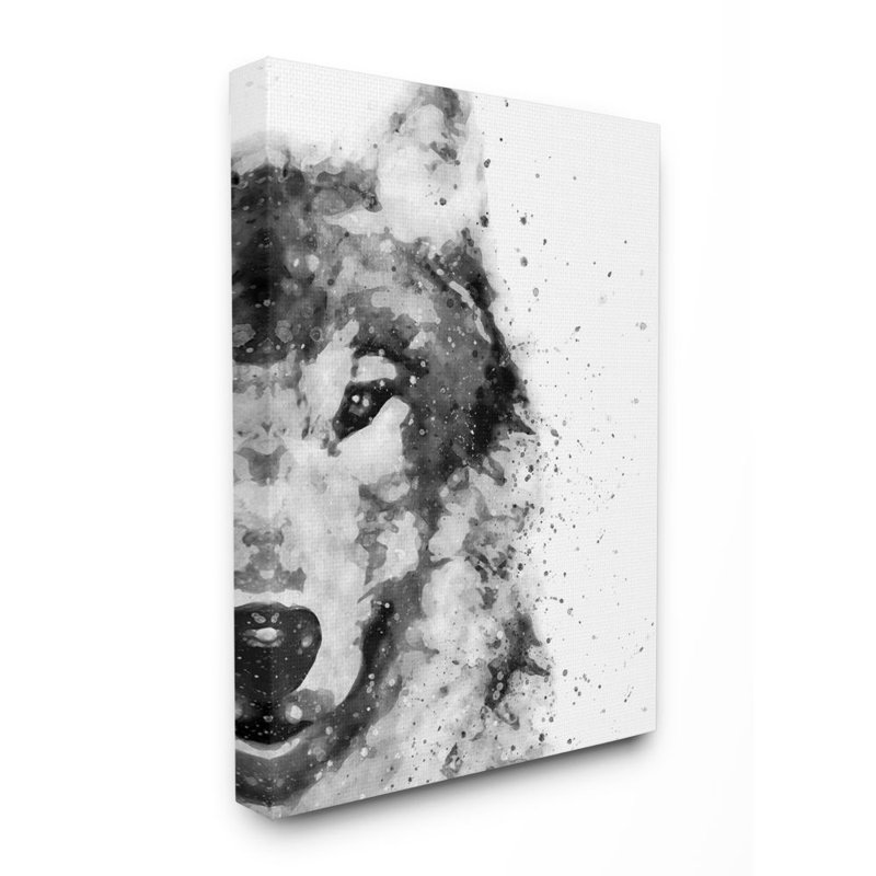 «Forest Wolf Wild Animal Watercolor Pop White» par Ziwei Li - impression d'art graphique, H 20 po x l 16 po, Toile tendue
