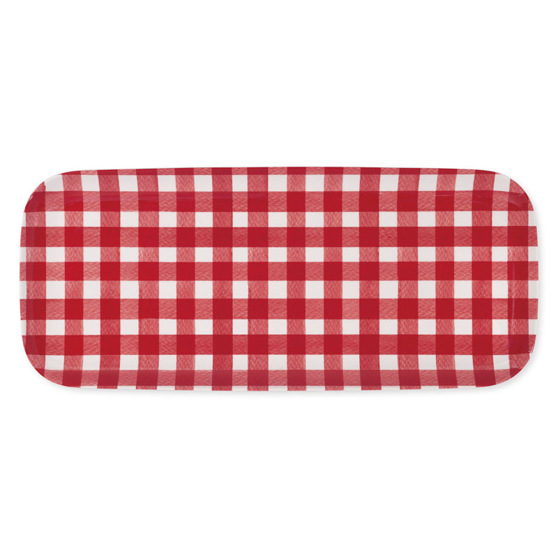 2-Piece Gingham 15" Tray, Red