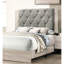 Lit très grand contemporain avec finition crème et tête de lit grise-378708392-378708394