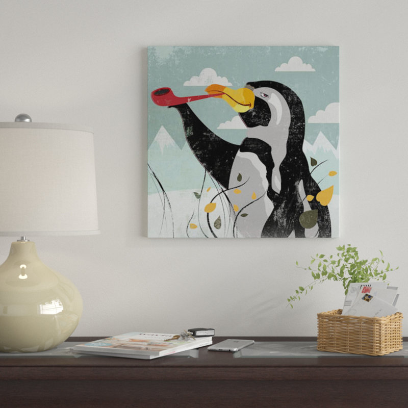 « pingouin à la toile », impression sur toile, H 12 po x l 12 po x P 1,5 po, Pas de tapis, Toile tendue