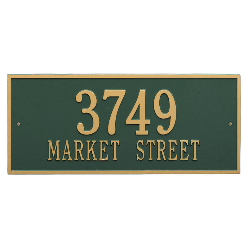 Plaque d'adresse murale sur 2 lignes Hartford, Vert et or, Oui