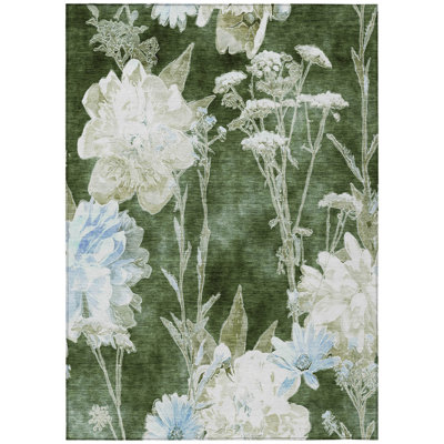 Machine Washable Indoor/Outdoor Chantille ACN2796 Floral Rug