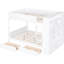Lit double superposé au dessus d'un lit superposé avec armoire et rangement pour tiroirs, blanc