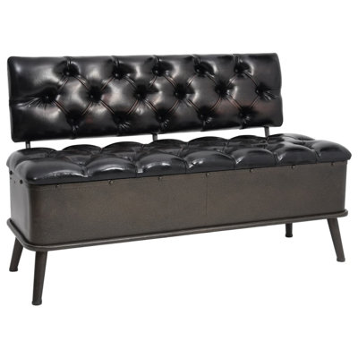 Storage Bench Hall Bench with Backrest for Living Room Faux Leather by 17 Stories