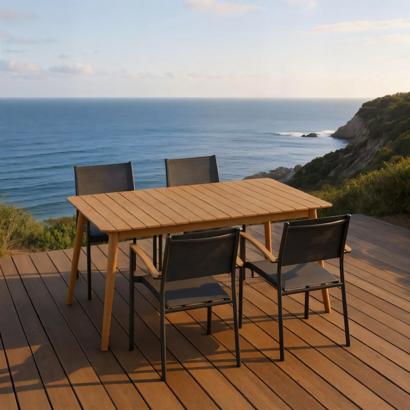 5Pc Outdoor Patio FSC Wood Dining Set