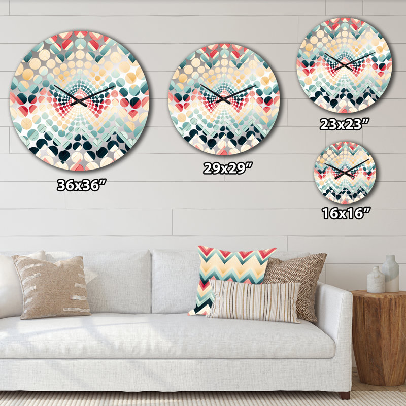 Ivoire Boho Accents Chevron - Horloge murale à chevrons, Grand