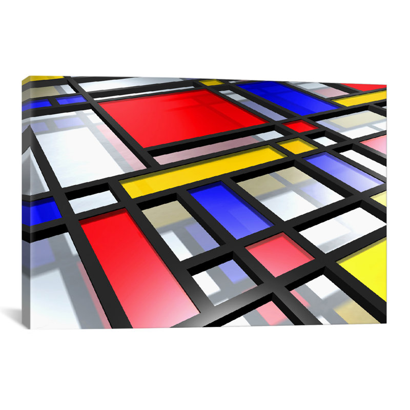 « abstract mondrian style » par michael tompsett, impression sur toile, H 18 po x l 26 po x P 1,5 po