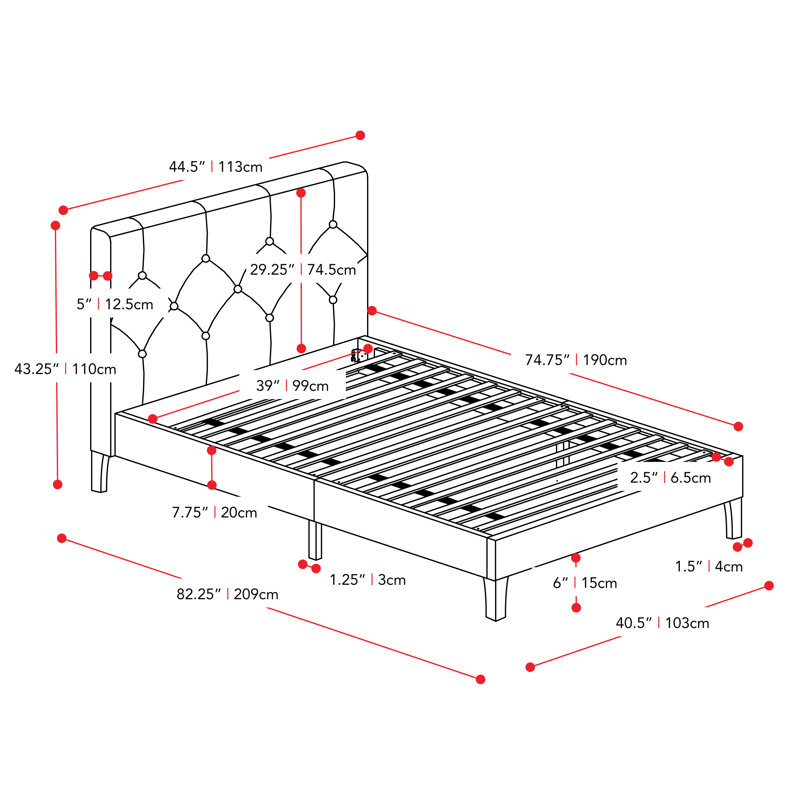 Achilles Upholstered Platform Bed, Dark Gray, Full