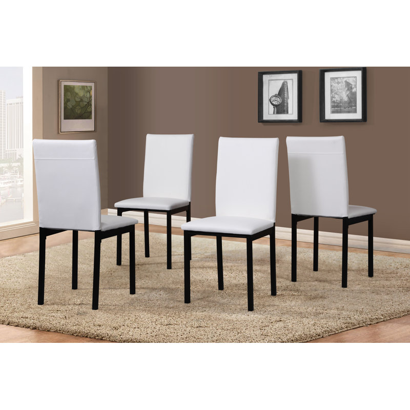 Bueschel 4 - Person Dining Set , White, Black Marble