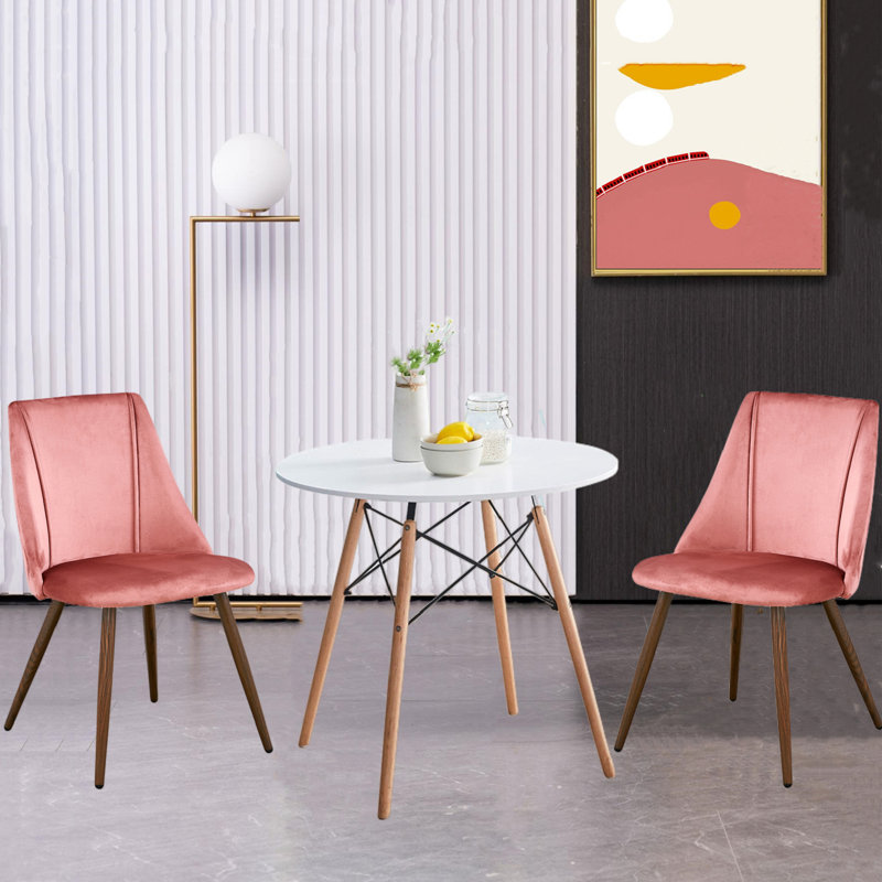 Ensemble de salle à manger 2 personnes Fredreka, H 32,7 po x l 18,9 po x P 20,1 po, Noir, Rose / brun foncé