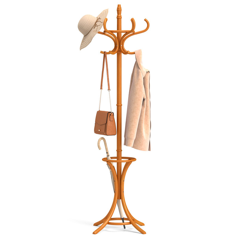 Solid Wood Freestanding Coat Rack, Oak