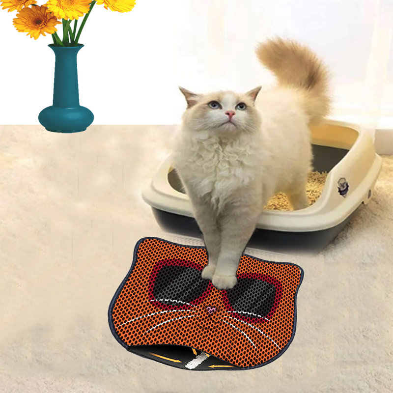 Tapis de litière durable pour chat, 15,7 po x 19,7 po | 50% PVC / 50% polyester, lavable à la machine et passer l'aspirateur | Parfait pour un nettoyage facile, conception antidérapante pour garder votre maison propre et fraîche, idéal pour les propriétaires d'animaux de compagnie