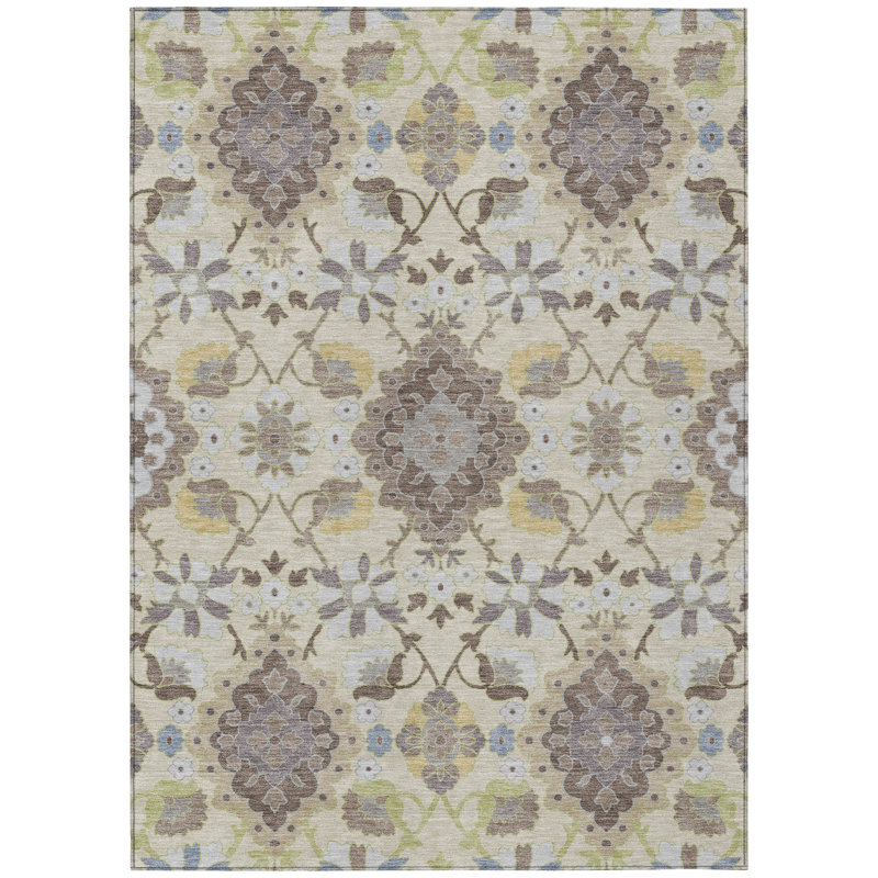 Vespera Ivory Washable Indoor-Outdoor Rug - , 9' x 12'