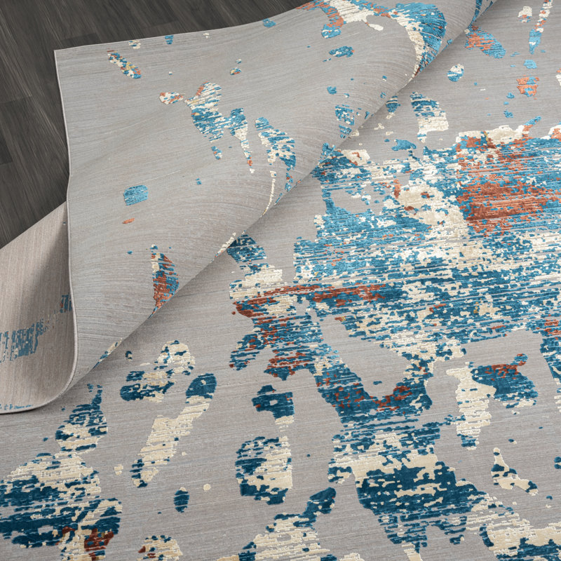 Lydian Abstract Area Rug in Grey, Rectangle 13'2" x 16'5"