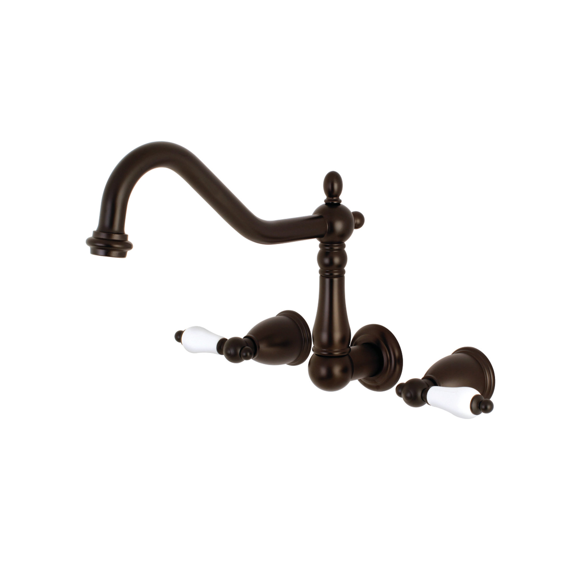 Kingston Brass Heritage Two-Handle 3-Hole Wall Mount Roman Tub Faucet, Oil Rubbed Bronze