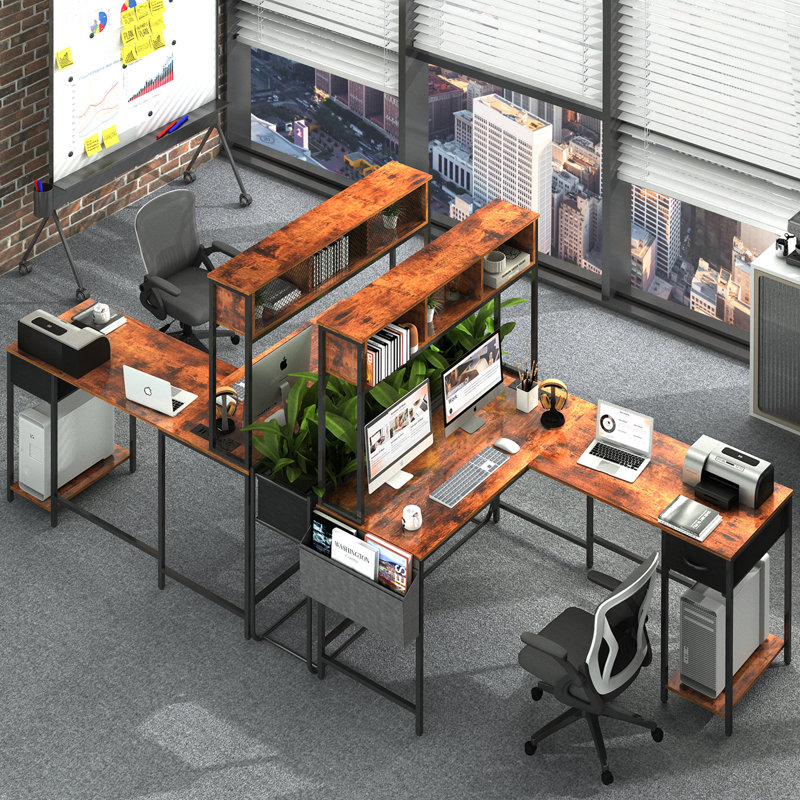 55 Inch L Shaped Desk With Power Outlet And Led Lights,Corner Gaming Desk With Storage Shelf,Computer Desk L Shape For Home Office