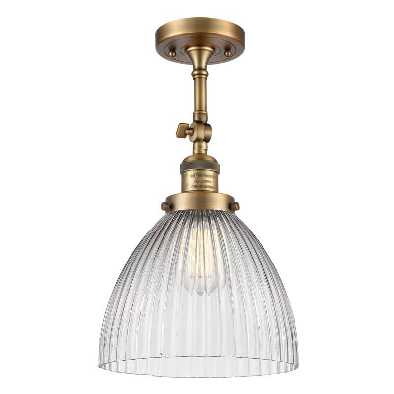 Tallulah Glass Semi Flush Mount, 6 Watt Vinage LED Bulb, Brushed Brass