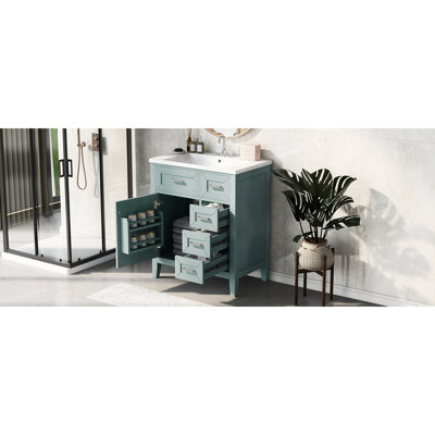 Élégante armoire de salle de bain 30 po - Lavabo avec tiroir et meuble-lavabo moderne avec finition peinte