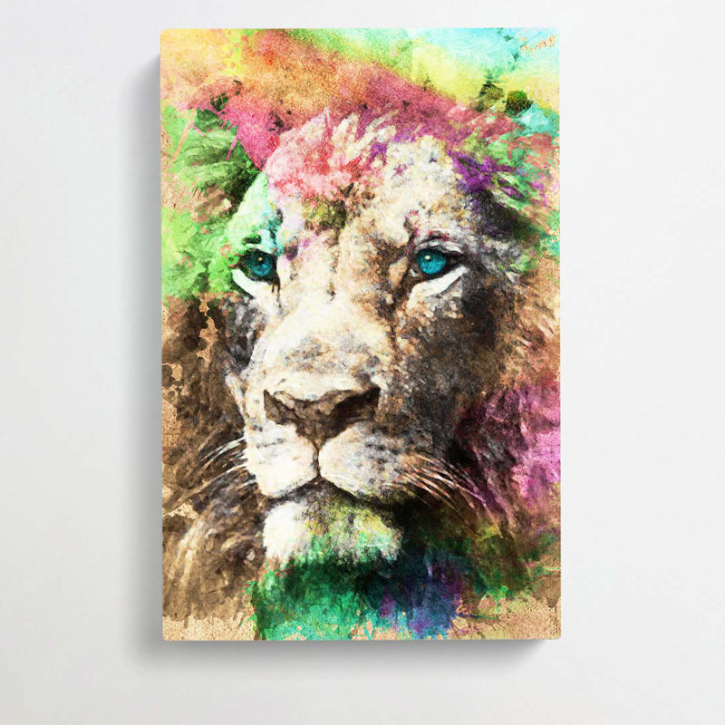 Blue Eyed Lion in Abstract - Wrapped Canvas, 50cm H x 35cm W x 3cm D