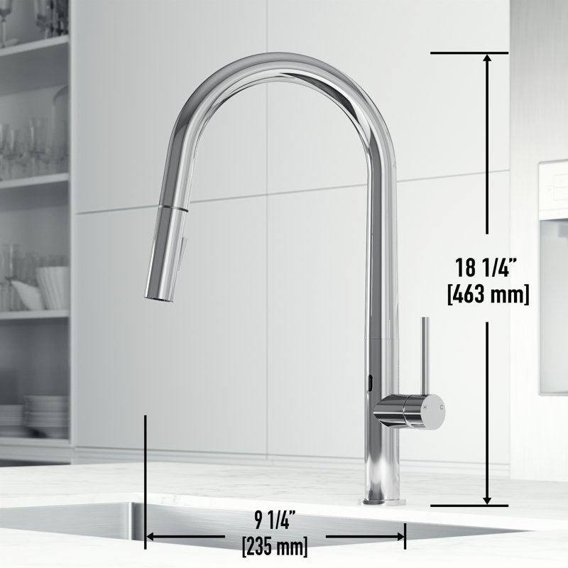 Greenwich 18" H 1-handle Pull-Down 2-Function Sprayer Touchless Kitchen Faucet, Chrome