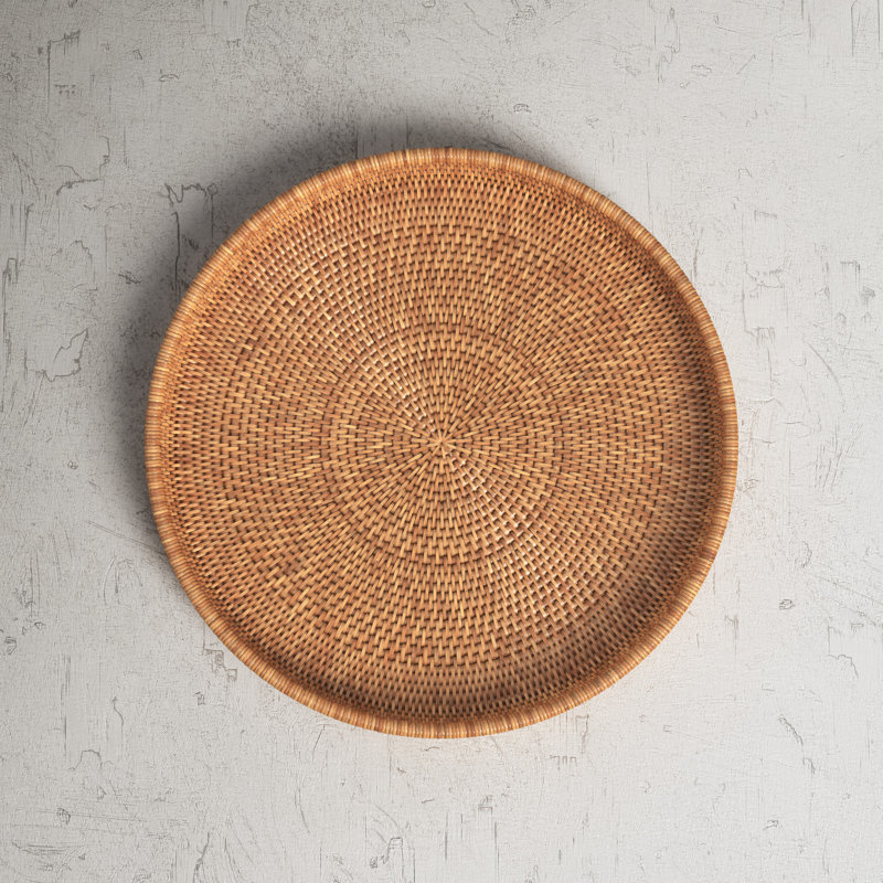 Reanna Handmade Serving Tray, Honey Brown, 2" H x 16" W x 16" D