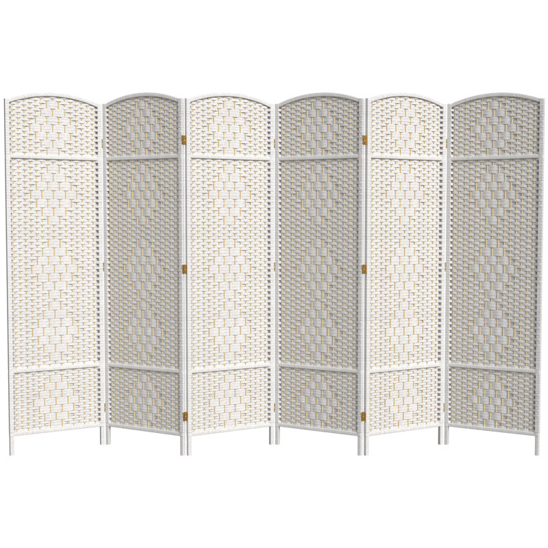 Paravent pliant en bambou / rotin Broch, Blanc, 6