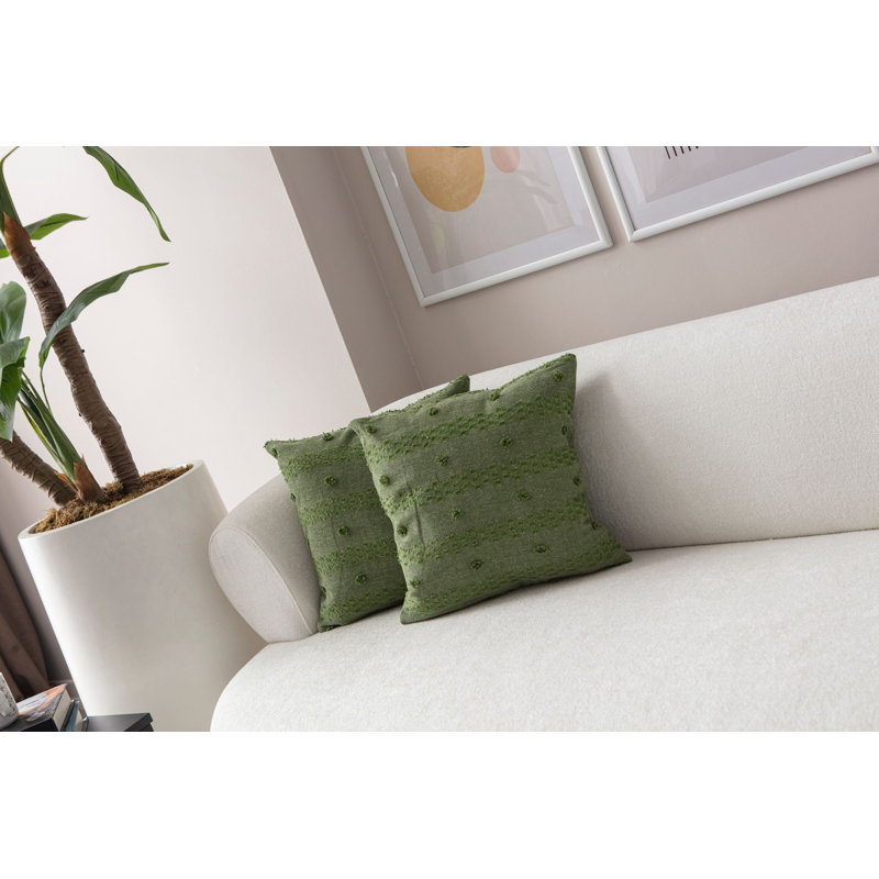 Ensemble de housse de coussin vert doux (2 pièces), 16,9 po x 16,9 po | Tissu 100% polyester, lavable à la machine | Housses de coussin décoratives durables et élégantes pour la maison, le salon et la chambre à coucher