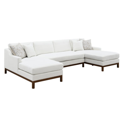 Valiant Sectional In Chenille - 4 Pillows, Reversible Cushions, Removable Covers, 220lbs Per Seat, 24" Armrest Height, Comfortable Seating Fabric Capacity, Seating, Wood Legs